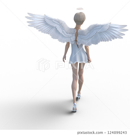 Cute angel wearing glass slippers 3DCG illustration material Cute angel wearing glass slippers 3DCG illustration material 124899243