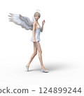 穿著玻璃拖鞋的可愛天使3DCG插畫素材 124899244