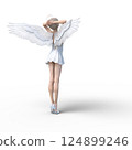 穿著玻璃拖鞋的可愛天使3DCG插畫素材 124899246