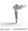 穿著玻璃拖鞋的可愛天使3DCG插畫素材 124899247