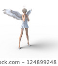穿著玻璃拖鞋的可愛天使3DCG插畫素材 124899248