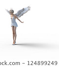 穿著玻璃拖鞋的可愛天使3DCG插畫素材 124899249