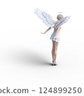 穿著玻璃拖鞋的可愛天使3DCG插畫素材 124899250
