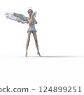 穿著玻璃拖鞋的可愛天使3DCG插畫素材 124899251
