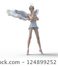 穿著玻璃拖鞋的可愛天使3DCG插畫素材 124899252