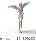 穿著玻璃拖鞋的可愛天使3DCG插畫素材 124899253