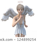 可愛的天使3DCG插圖素材 124899254