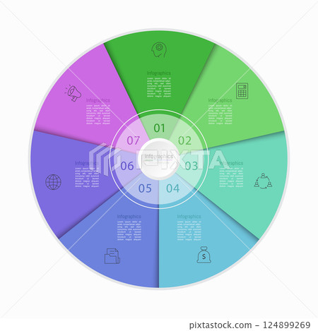 Infographic 7 options design elements for your business data. Vector Illustration. 124899269