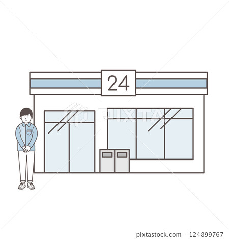 店員和便利商店的插圖 124899767