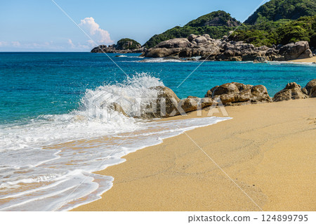 屋久島近海阿爾卑斯山的壯麗景色（7月） 海龜產卵地 永田海灘 稻中濱 124899795