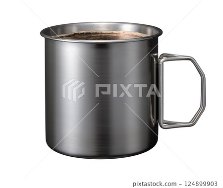 裝滿咖啡的金屬戶外杯 124899903