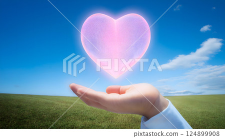 Palm and heart 124899908