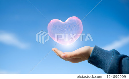 Palm and heart 124899909