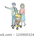 Illustration of a couple going out with a baby and a stroller 124900324