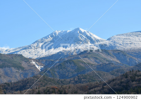 北海道知床半島白雪皚皚的三峰 124900902