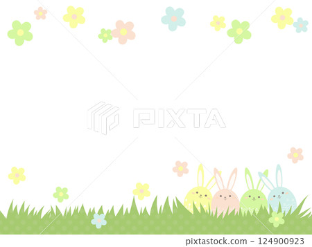 Spring illustration frame material with cute Easter eggs 124900923