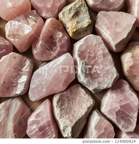 大量玫瑰石英寶石 124900924