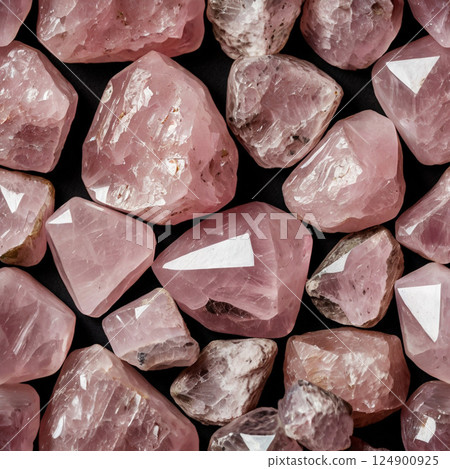 大量玫瑰石英寶石 124900925