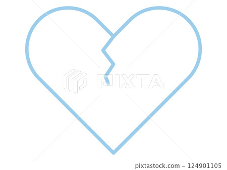 淺藍色的破裂的心符號-破碎的心 124901105
