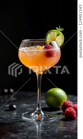 Cocktail isolated on black background  124901343