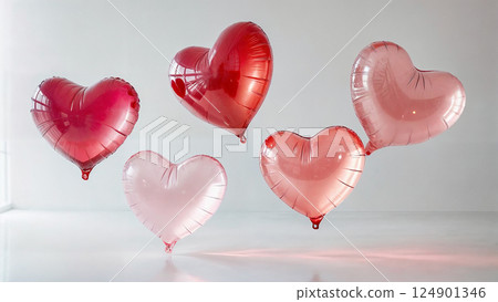 Red balloons in the white background  124901346