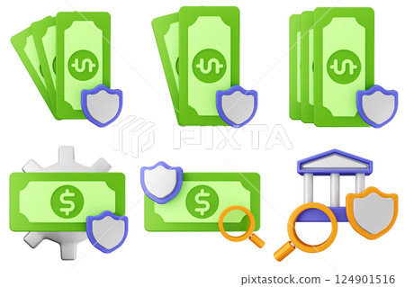 3d payment money protection security icon illustration set bundle 3d payment money protection security icon illustration set bundle 124901516