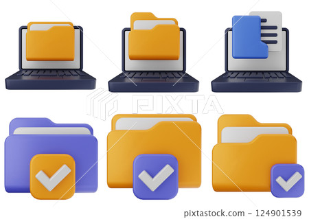 3d folder file document icon set bundle 124901539