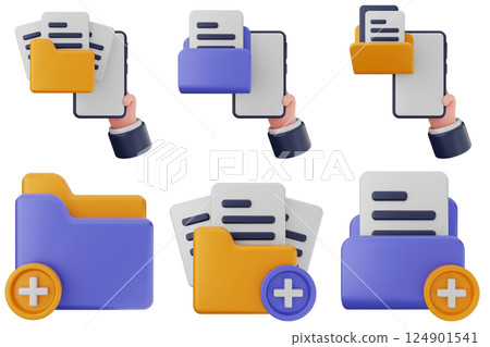 3d folder file document icon set bundle 124901541