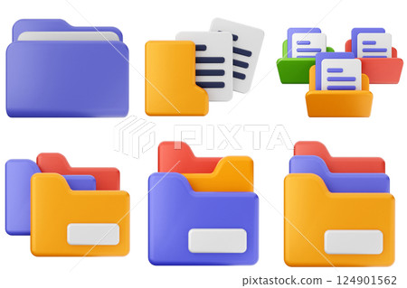 3d folder file document icon set bundle 124901562