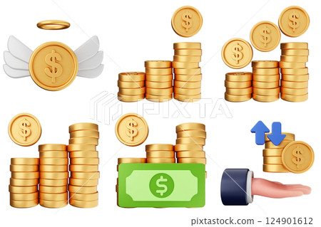 3d money dollar payment finance business icon set bundle 124901612