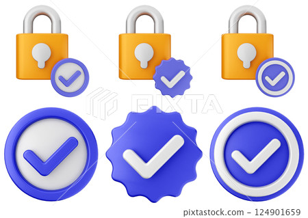 3d verification check mark approve success icon set bundle 3d verification check mark approve success icon set bundle 124901659