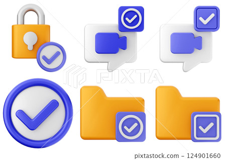 3d verification check mark approve success icon set bundle 3d verification check mark approve success icon set bundle 124901660