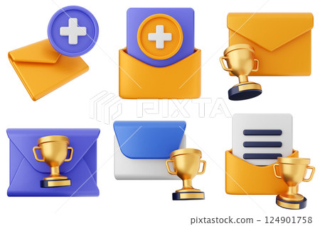 3d mail email message icon set bundle 3d mail email message icon set bundle 124901758