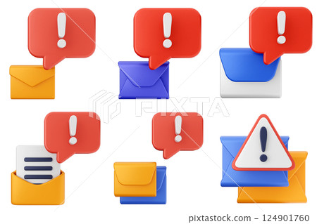3d mail email message icon set bundle 124901760