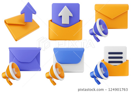 3d mail email message icon set bundle 124901763