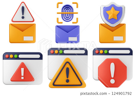 3d internet security protection icon set bundle 124901792