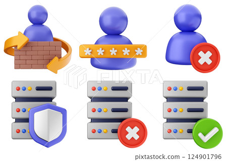 3d internet security protection icon set bundle 3d internet security protection icon set bundle 124901796