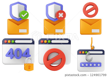 3d internet security protection icon set bundle 124901799