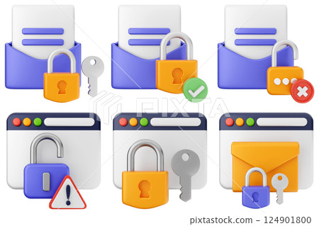 3d internet security protection icon set bundle 3d internet security protection icon set bundle 124901800