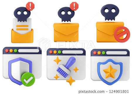 3d internet security protection icon set bundle 3d internet security protection icon set bundle 124901801