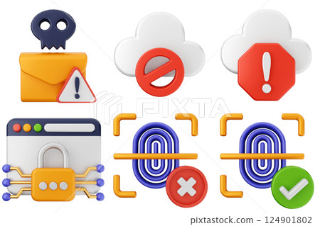 3d internet security protection icon set bundle 124901802