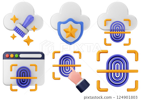 3d internet security protection icon set bundle 124901803