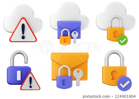 3d internet security protection icon set bundle 3d internet security protection icon set bundle 124901804