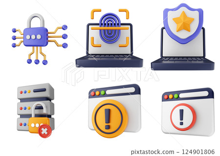 3d internet security protection icon set bundle 124901806