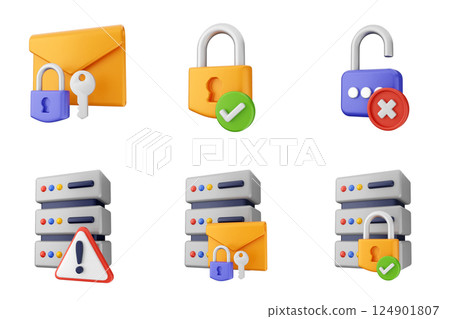 3d internet security protection icon set bundle 3d internet security protection icon set bundle 124901807