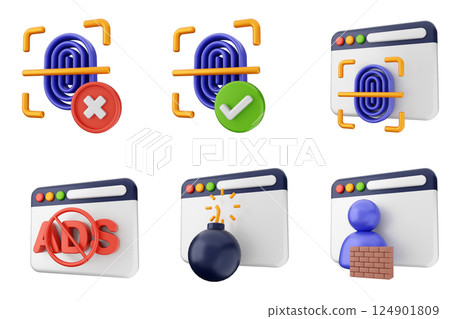 3d internet security protection icon set bundle 124901809