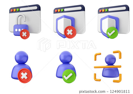 3d internet security protection icon set bundle 124901811