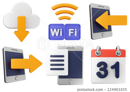 3d media communication icon set bundle 124901835