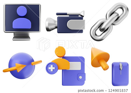 3d media communication icon set bundle 124901837