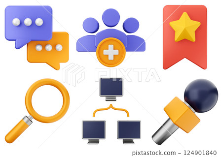 3d media communication icon set bundle 124901840